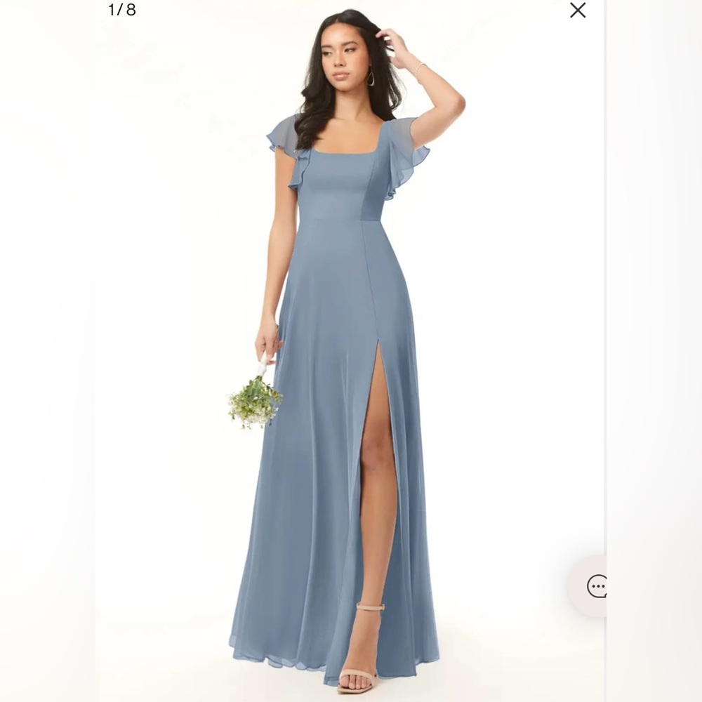 Azazie Light Blue Maxi Dress with Slit